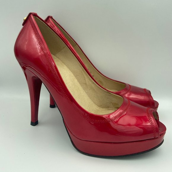 Stuart Weitzman Red Peep Toe Heel Pump - Picture 1 of 8